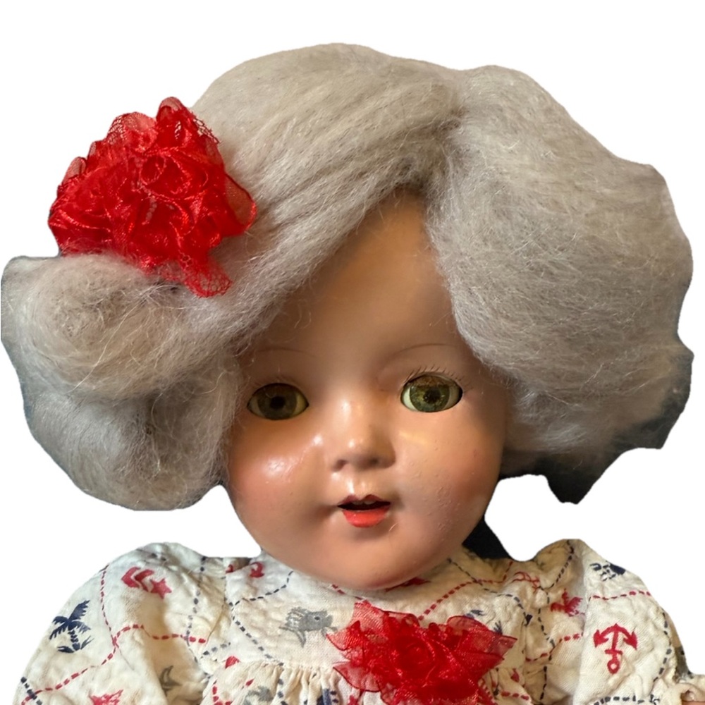 Composition Doll 17 Inch Shirley Temple Patsy Type Vintage Ash Blond Hazel Eyes